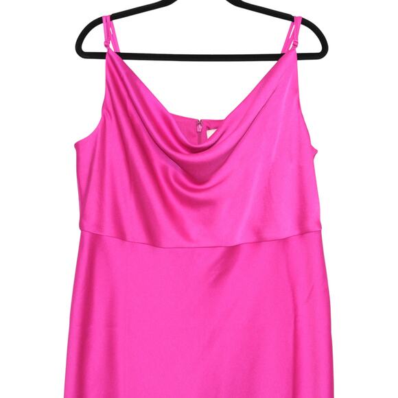 BHLDN Anthropologie Cali Satin Cowl-Neck Midi Slip Dress Pink Raspberry Size 16W - Picture 4 of 7